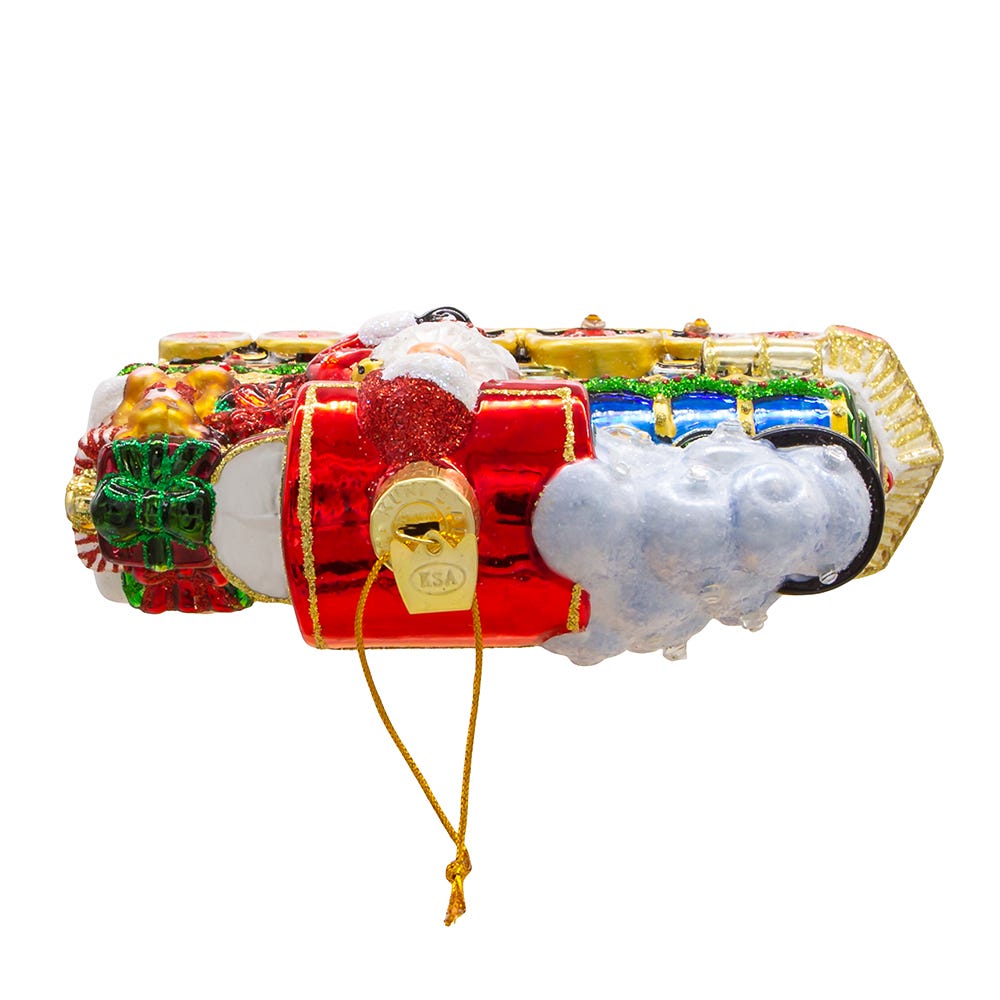 Kurt Adler 6-Inch Bellissimo Glass Santa with Train Ornament